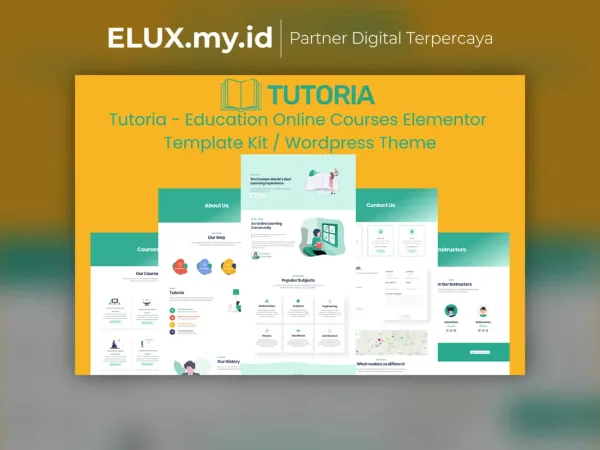 Detail Produk Tutoria Education Online Courses Elementor Template Kit Lifetime