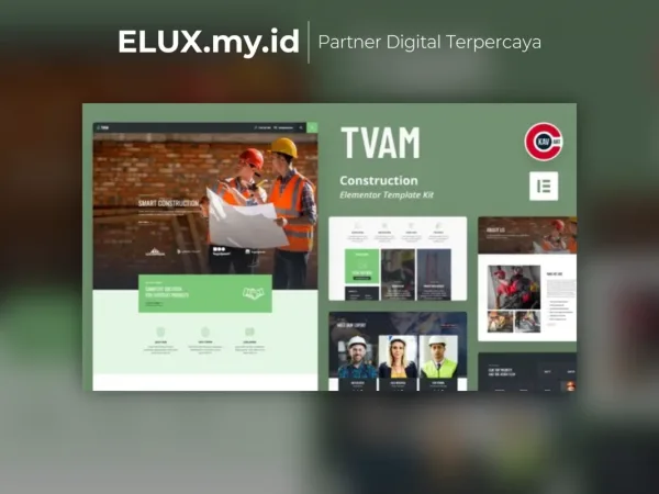 Tampilan Tvam Construction Elementor Template Kit Lifetime Unlimited Domain
