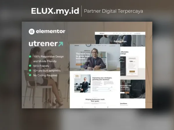 Jual Utrener Business Coach Elementor Pro Template Kit Lifetime Unlimited Domain