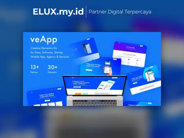 Tampilan Veapp Mobile App Startup Elementor Template Kit Lifetime Unlimited