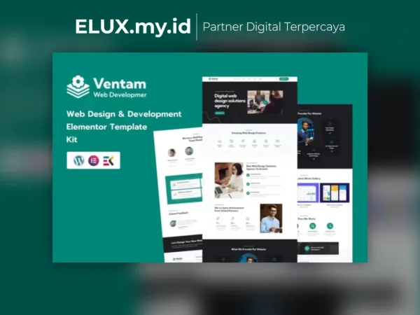 Tampilan Ventam Web Design Agency Elementor Template Kit Lifetime Unlimited