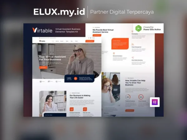 Foto Asli Virtable Virtual Assistant Business Elementor Template Kit Lifetime