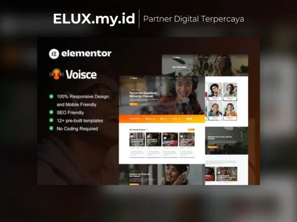 Foto Asli Voisce Podcaster Music Streaming Elementor Pro Template Kit Lifetime