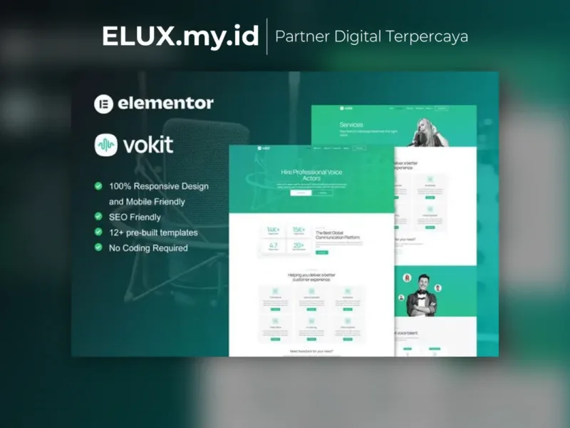 Vokit Voice Over Services Elementor Template Kit Tampilan Vokit Voice Over Services Elementor Template Kit Lifetime Unlimited