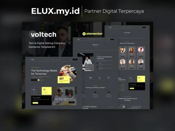 Foto Asli Voltech Tech Digital Startup Company Elementor Template Kit Lifetime