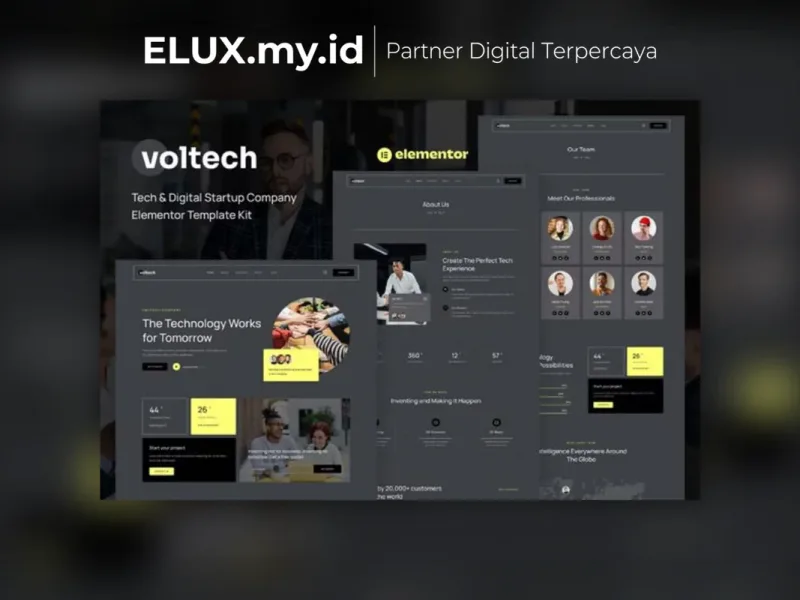 Foto Asli Voltech Tech Digital Startup Company Elementor Template Kit Lifetime