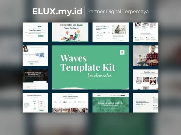 Tampilan Waves Startup Agency Elementor Template Kit Lifetime Unlimited Domain