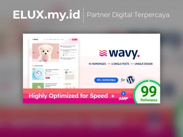 Tampilan Wavy Modern Lightweight Blog For Wordpress Theme