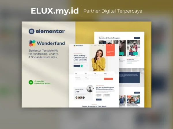 Lisensi Resmi Wonderfund Fundraising Charity Elementor Template Kit Lifetime
