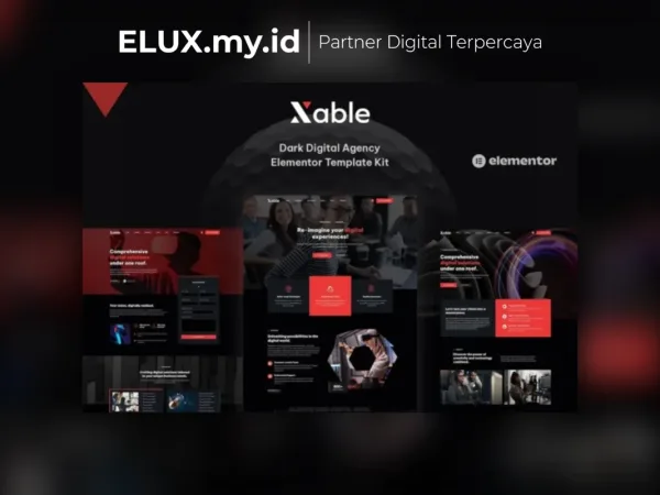 Tampilan Xable Dark Digital Agency Elementor Pro Template Kit Lifetime