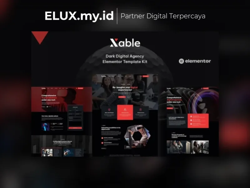 Xable Dark Digital Agency Elementor Pro Template Tampilan Xable Dark Digital Agency Elementor Pro Template Kit Lifetime