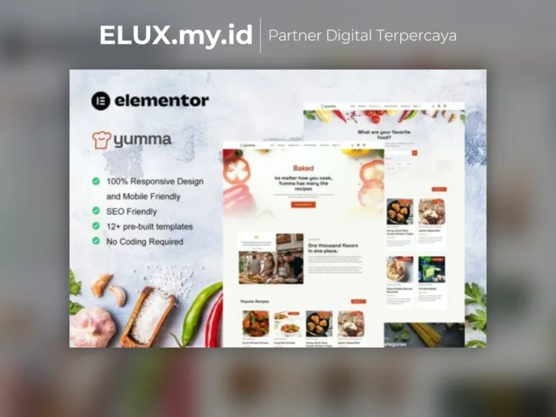 Yumma Food Recipe Elementor Template Kit Lifetime Lisensi Resmi Yumma Food Recipe Elementor Template Kit Lifetime Unlimited Domain