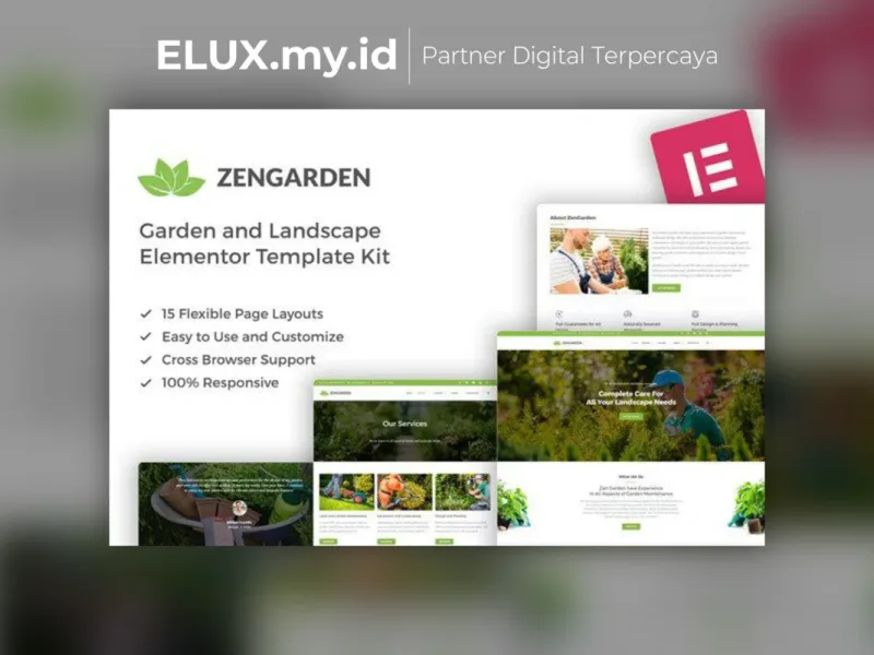 Tampilan Zengarden Garden Landscape Elementor Template Kit Lifetime Unlimited