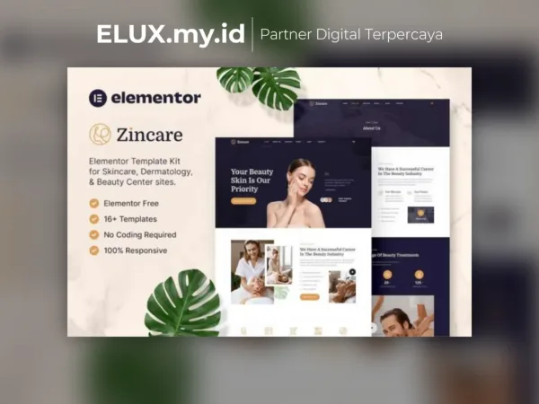 Lisensi Resmi Zincare Skincare Dermatology Elementor Template Kit Lifetime