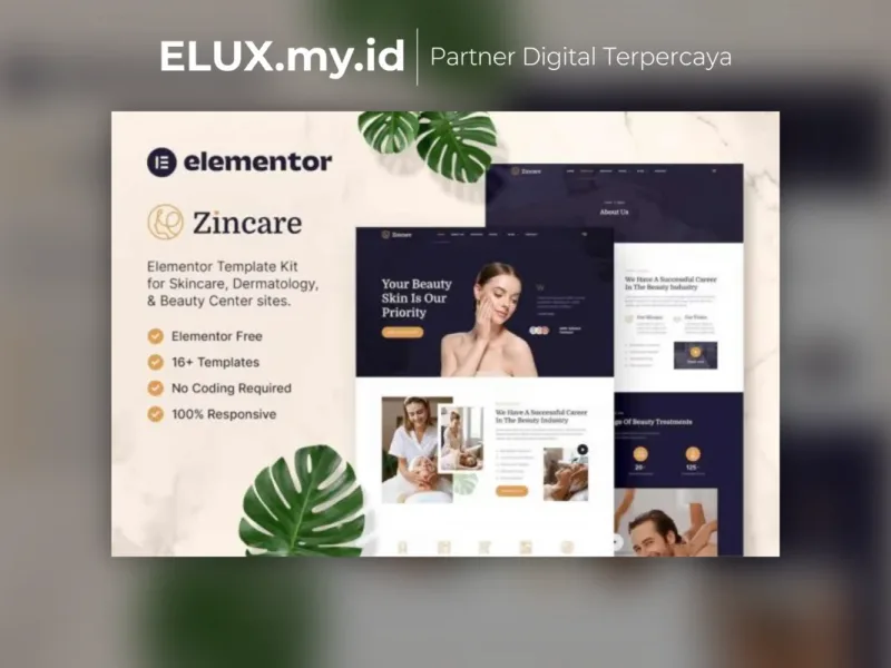 Zincare Skincare Dermatology Elementor Template Lisensi Resmi Zincare Skincare Dermatology Elementor Template Kit Lifetime