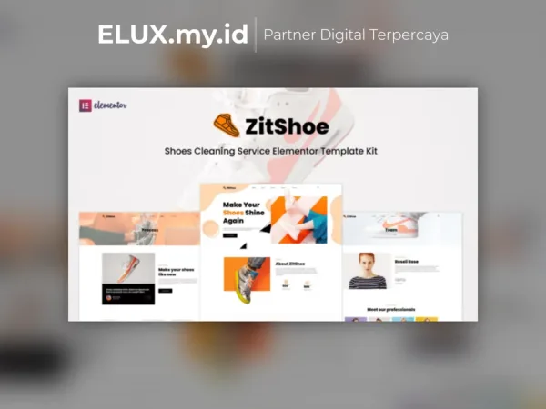 Tampilan Zitshoe Shoes Cleaning Service Elementor Template Kit Lifetime