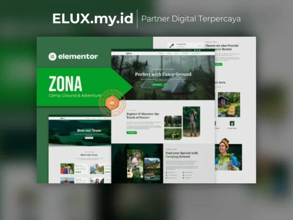 Detail Produk Zona Camp Ground Adventure Elementor Template Kit Lifetime
