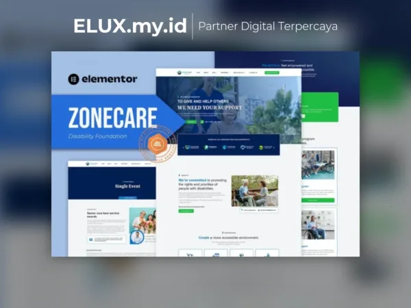 Detail Produk Zonecare Disability Foundation Elementor Template Kit Lifetime