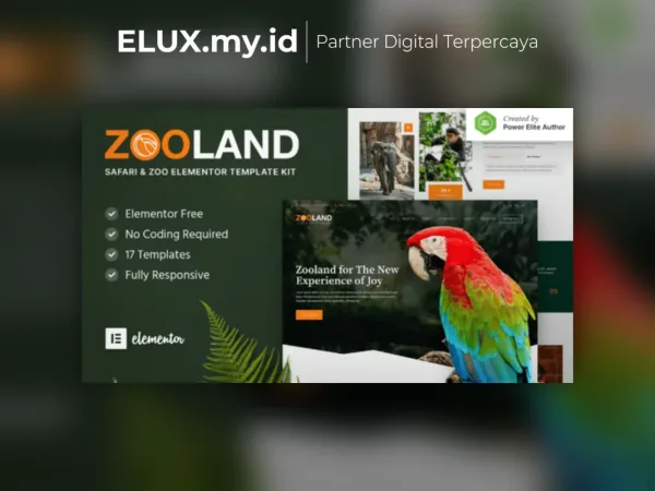 Jual Zooland Safari Zoo Elementor Template Kit Lifetime Unlimited Domain